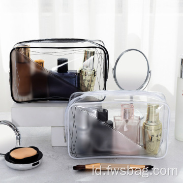 Kantong kit tas kecantikan kosmetik perjalanan transparan jernih